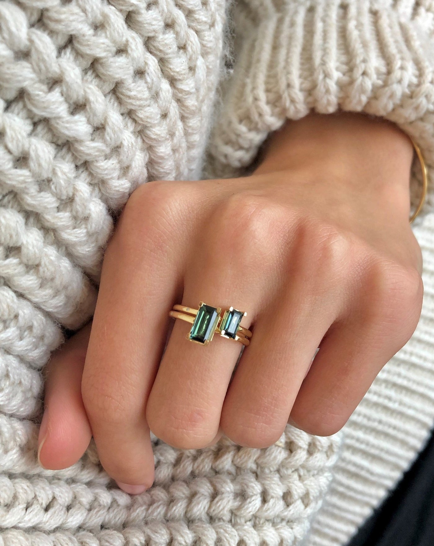 Nord Green Turned 18K Whitegold Ring w. Tourmaline & Diamond