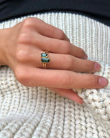 Nord Green S Turned 18K Hvidguld Ring m. Turmalin & Diamant