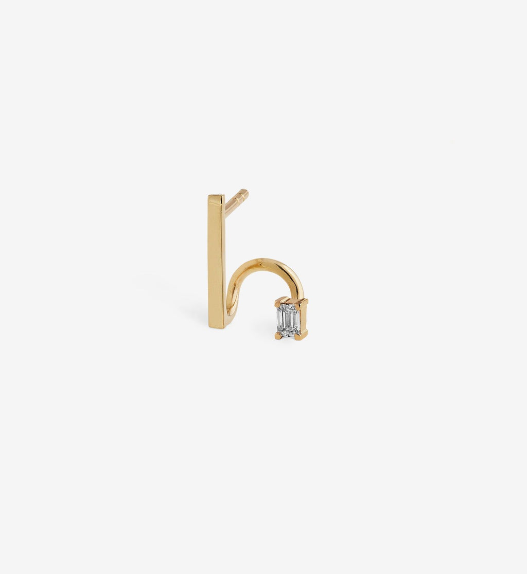 Emerald-Cut Diamond Spiral Earring 0.10 - Single