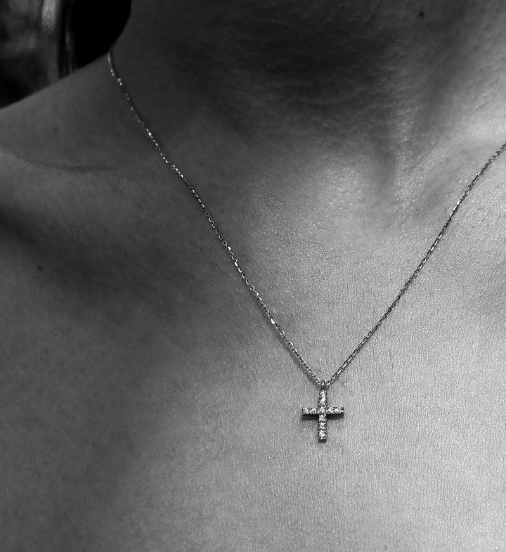 Diamant Cross Halskæde 0.10 i 14K Guld
