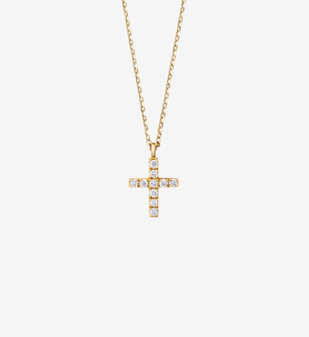 Diamond Cross Necklace 0.10 in 14K Yellow Gold