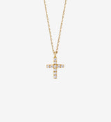 Diamond Cross Necklace 0.10 in 14K Yellow Gold