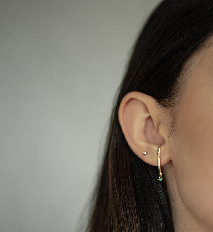 Smaragd Drop Ørering 0.05 i 14 K guld - Single
