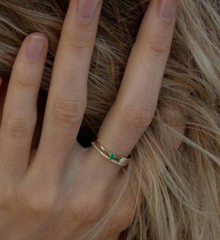 Smaragd 0.06 14K Guld, Hvidguld eller Rosaguld Ring m. Smaragd