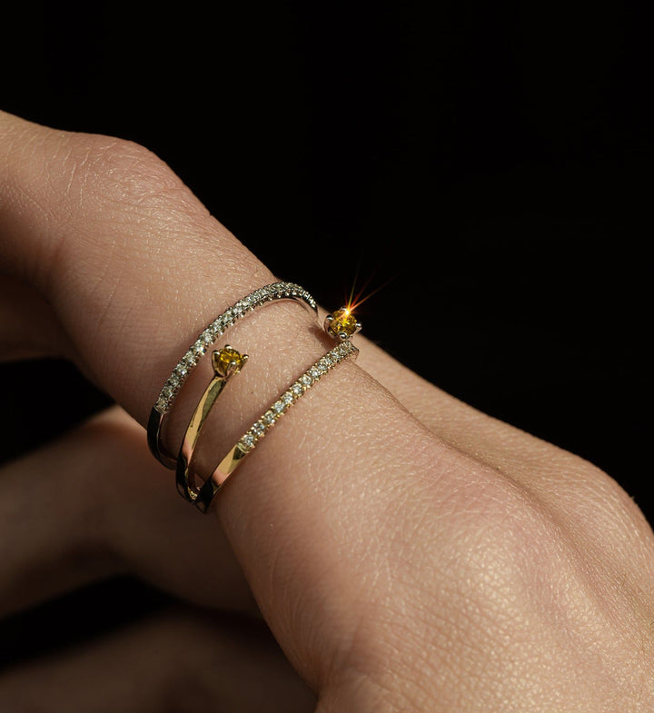 Yellow Diamond Spiral Ring 0.17