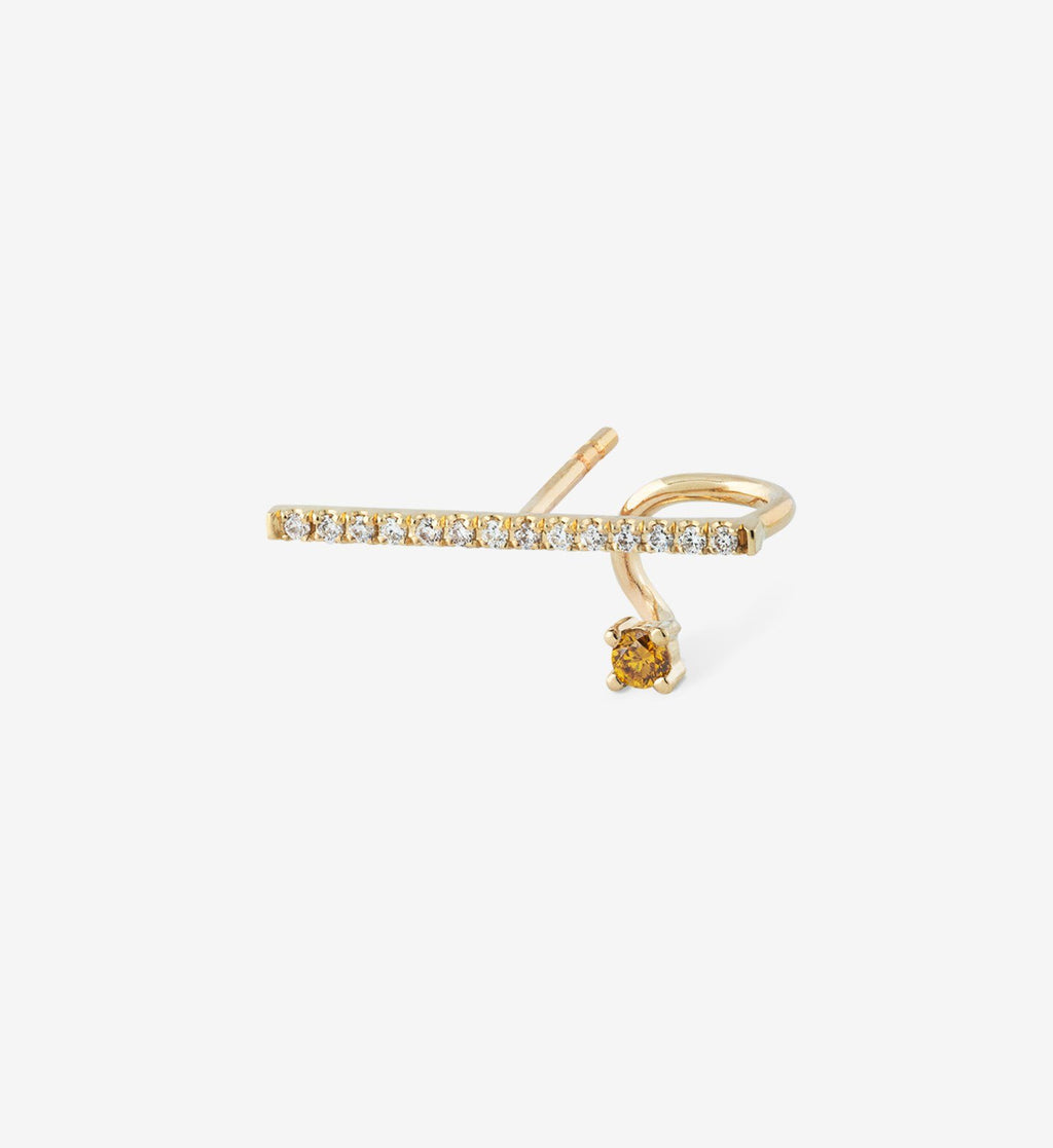Horizontal Yellow Diamond Spiral Earring 0.12 - Single