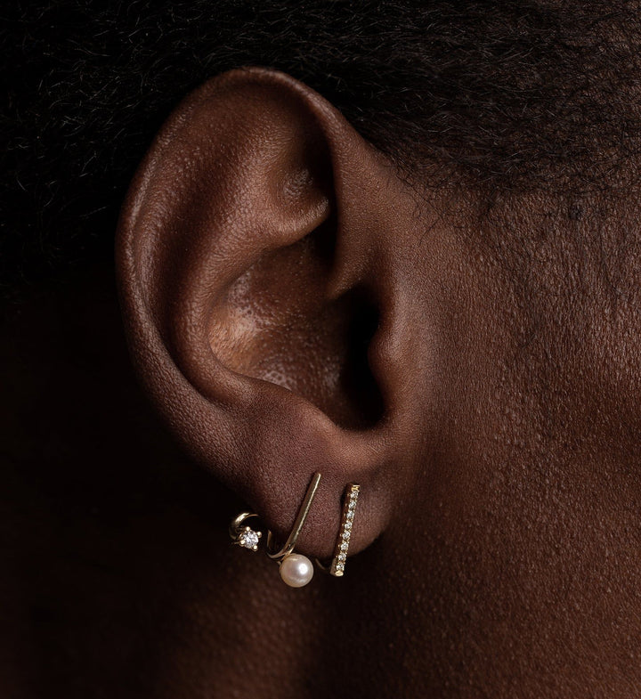 Floating Perle Diamant Spiral Ørering 05 - Single
