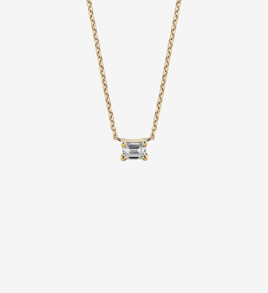 Horizontale Smaragdschliff Diamant-Halskette 0.10 Kt.