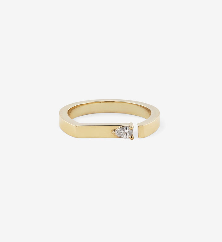 Pear Diamond Split Bar Ring 0.11