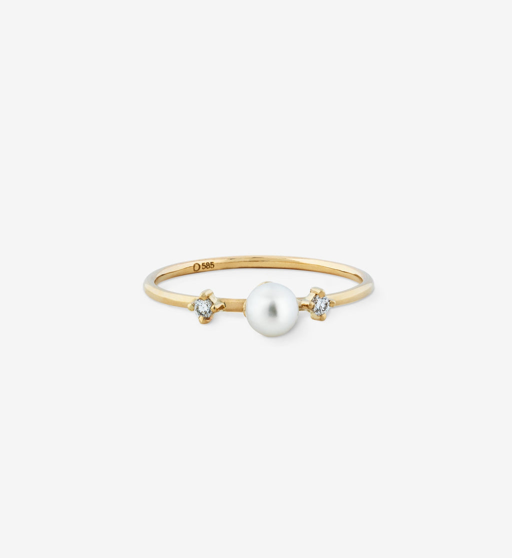 Double Diamond Pearl Ring 04