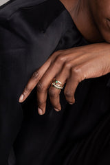 Floating Emerald Diamond Spiral Ring 0.17