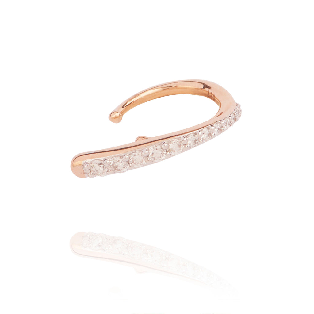 Ocean Tide   18K Rosegold Ear Cuff w. Diamonds