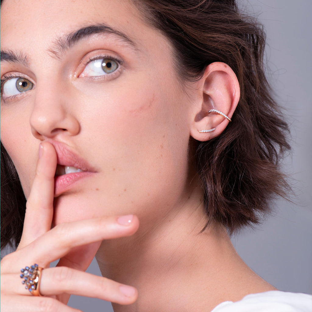 Ocean Tide 18K Rosaguld Ørering m. Diamanter