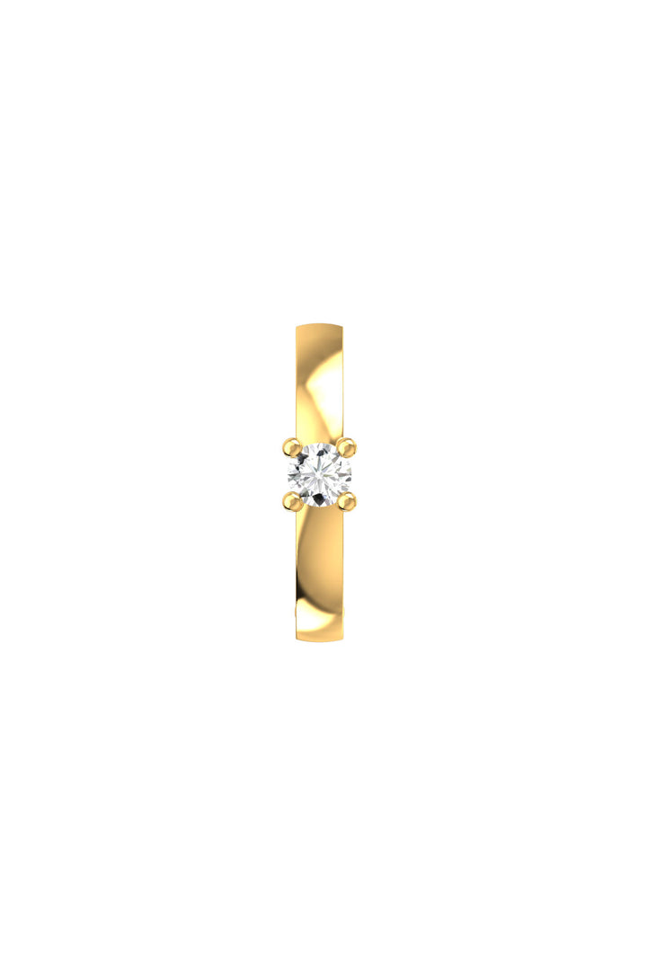 One 18K Gold Hoop w. Lab-Grown Diamond