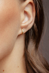 One 18K Rose Gold Hoop w. Lab-Grown Diamond