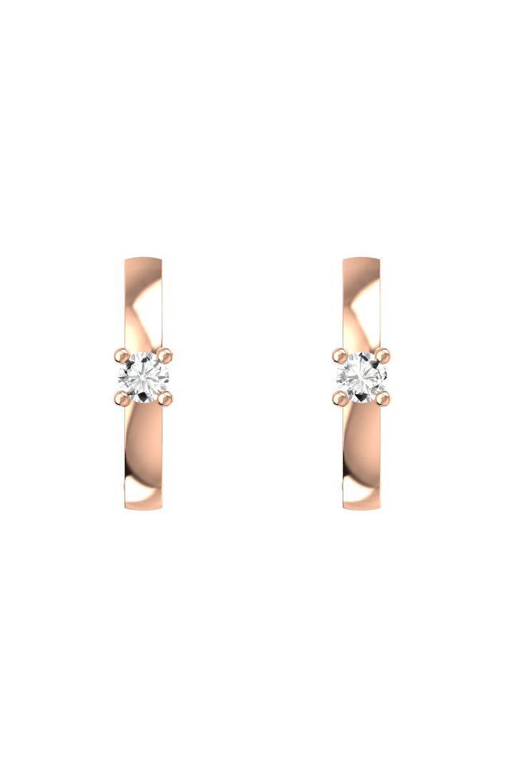 One 18K Rose Gold Hoop w. Lab-Grown Diamond