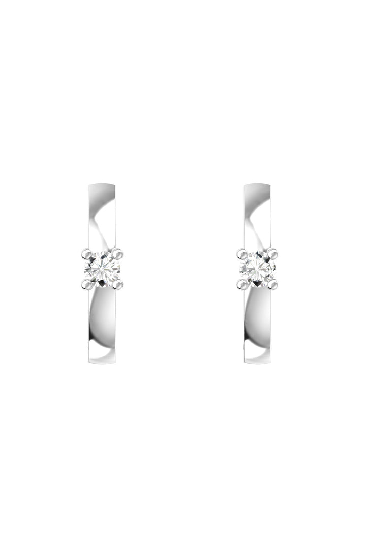One 18K White Gold Hoop w. Lab-Grown Diamond