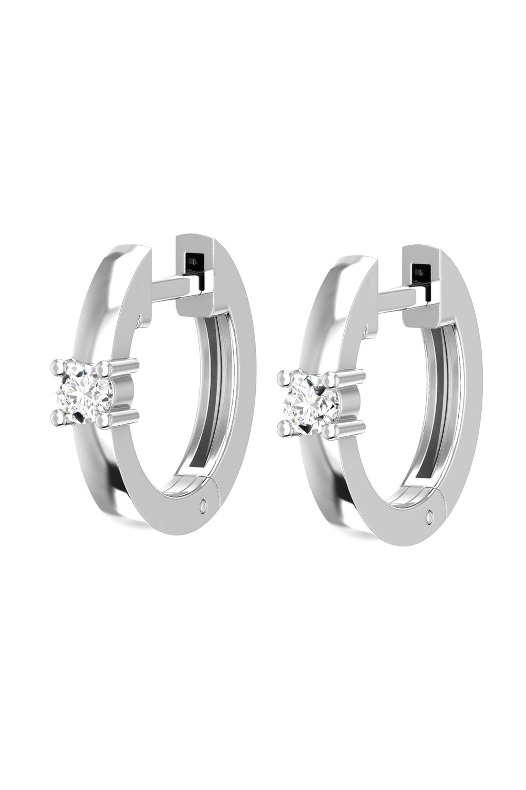 One 18K White Gold Hoop w. Lab-Grown Diamond