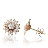Flower Large 18K Gold, Rosegold or Whitegold Studs w. Diamonds
