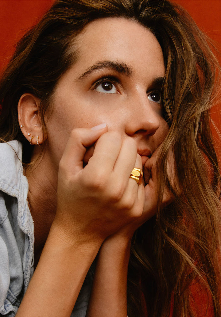 Oval Essential Signet 18K Rosaguld Ring