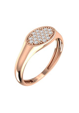 Oval Pavé Signet 18K Rose Gold Ring w. Lab-Grown Diamonds