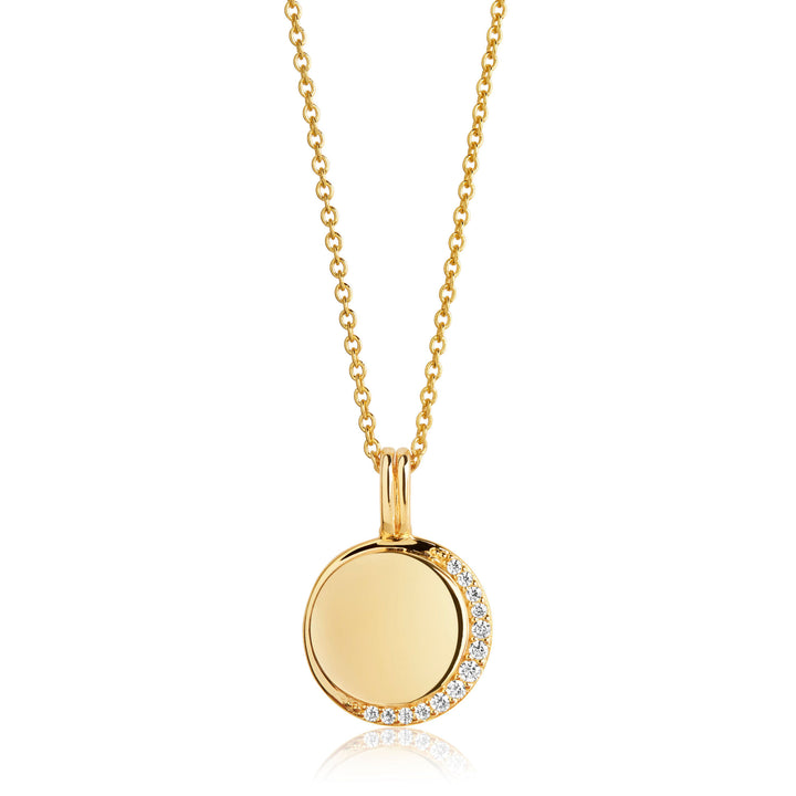 Portofino round Gold Plated Necklace w. White Zirconias