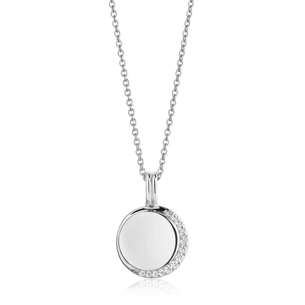 Portofino round Silver Necklace w. White Zirconias