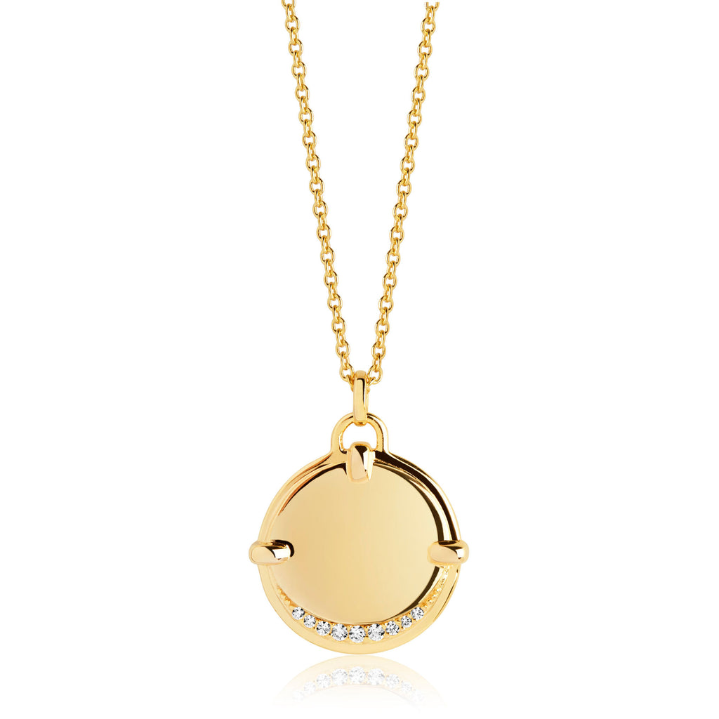 Portofino Grande Gold Plated Necklace w. White Zirconias