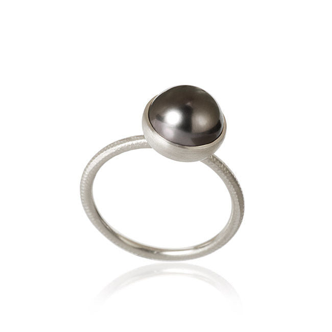 Pacific Sølv Ring m. Grå Perle