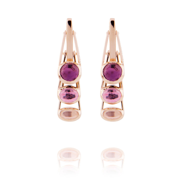 Petites Dancing 18K Rosegold Earrings w. Quartz & Topaz