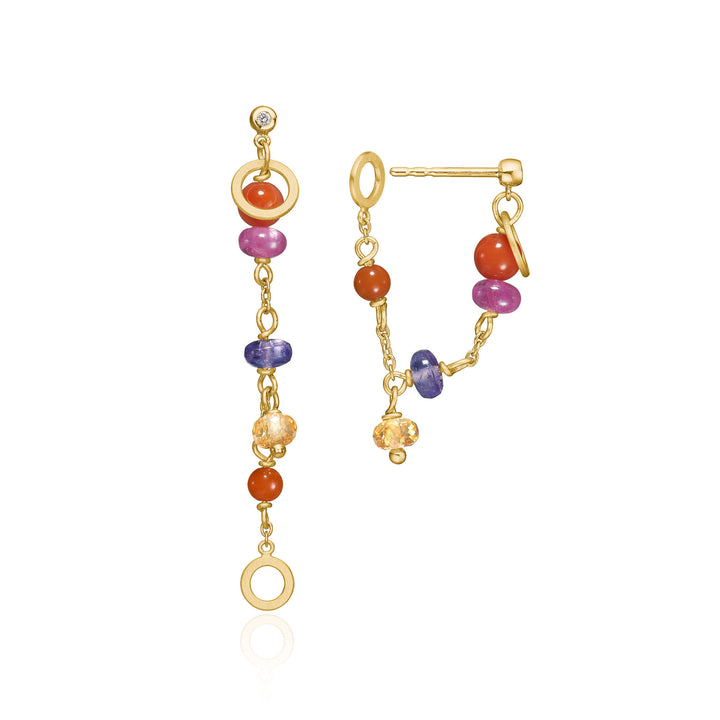 Wild Berry Limited edition 18K Guld Øreringe m. Koral, Rubin, Tanzanit & Citrin