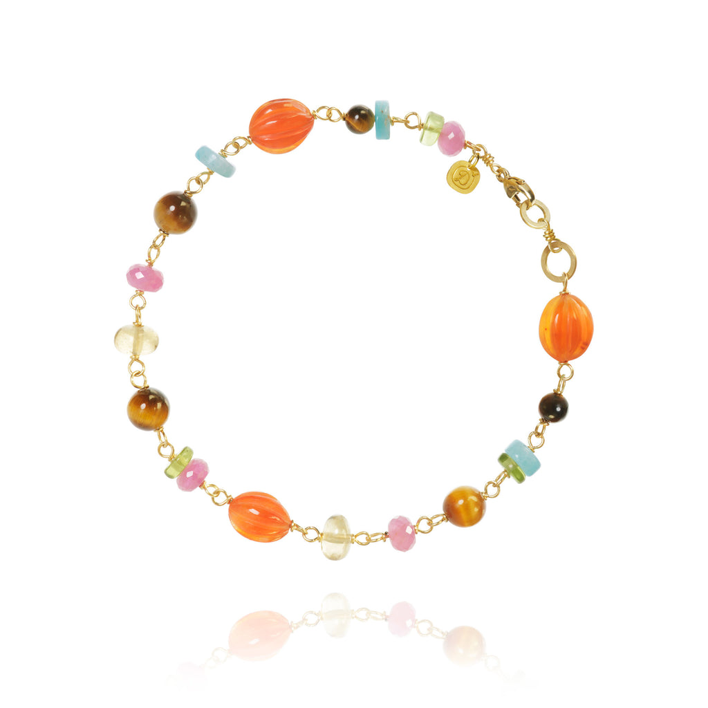 Piccolo Golden Dawn Limited Edition Armband 18K vergoldet I Rubin, Peridot, Amazonit & Tigerauge