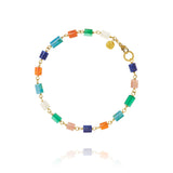 Piccolo Holiday Limited Edition 18K Gold Bracelet w. Moonstone, Onyx, Carnelian, Turquoise & Lapis