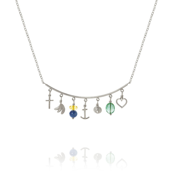 Linea Piccolo Sea Breeze Silver Necklace w. Citrin & Emerald