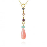 Piccolo DaybreakDrop 18K Gold Pendant w. Quartz, Ruby, Amazonite, Moonstone & Pearl