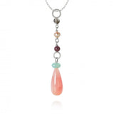 Piccolo DaybreakDrop Silver Pendant w. Quartz, Ruby, Amazonite, Moonstone & Pearl