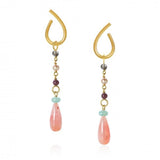 Piccolo DaybreakDrop 18K Gold Pendant w. Quartz, Ruby, Amazonite, Moonstone & Pearl