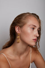 Three Suns Gold Plated Earrings