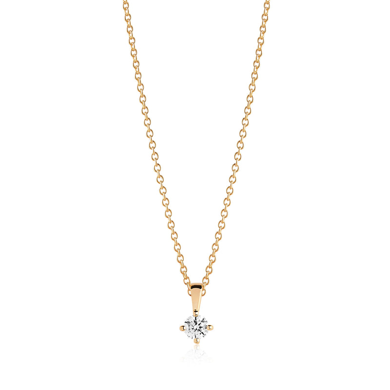 Princess Piccolo 4 mm. Gold Plated Necklace w. White Zirconias