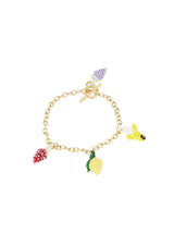 Fruit Salad Bracelet Gold Plated, Mixed coloured Beads