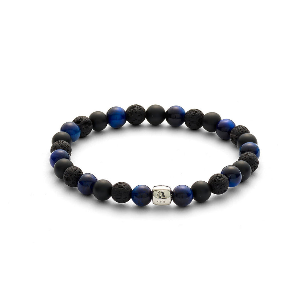 ColorUp Paris (6mm) sølv Armbånd m. Tigerøje & Onyx
