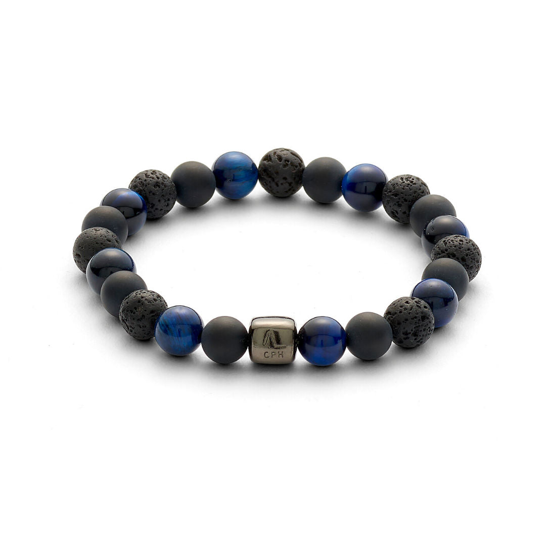 ColorUp Paris (8mm) Silver Bracelet w. Tiger's Eye & Onyx