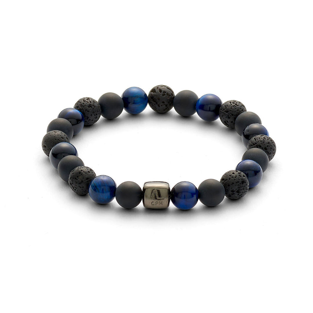 ColorUp Paris (8mm) Silver Bracelet w. Tiger's Eye & Onyx