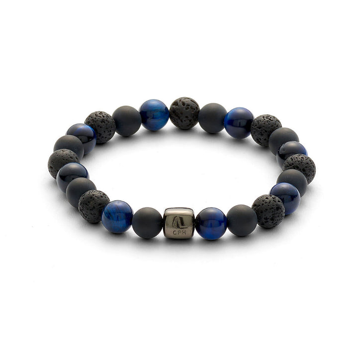 ColorUp Paris (8mm) Silver Bracelet w. Tiger's Eye & Onyx