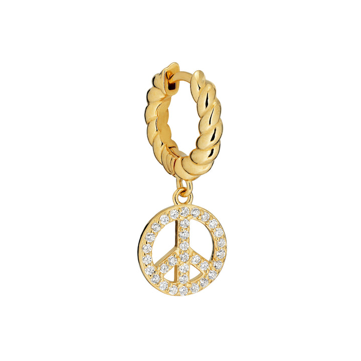 Peace Huggie goldplattiert 18K I Weißer Zirkon