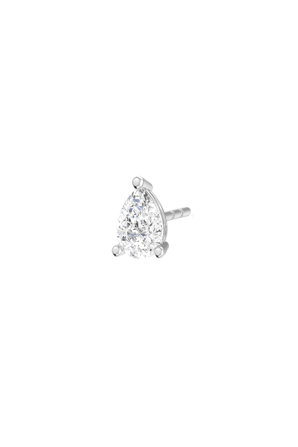 Pear Piercing 18K White Gold Earring w. Lab-Grown Diamond