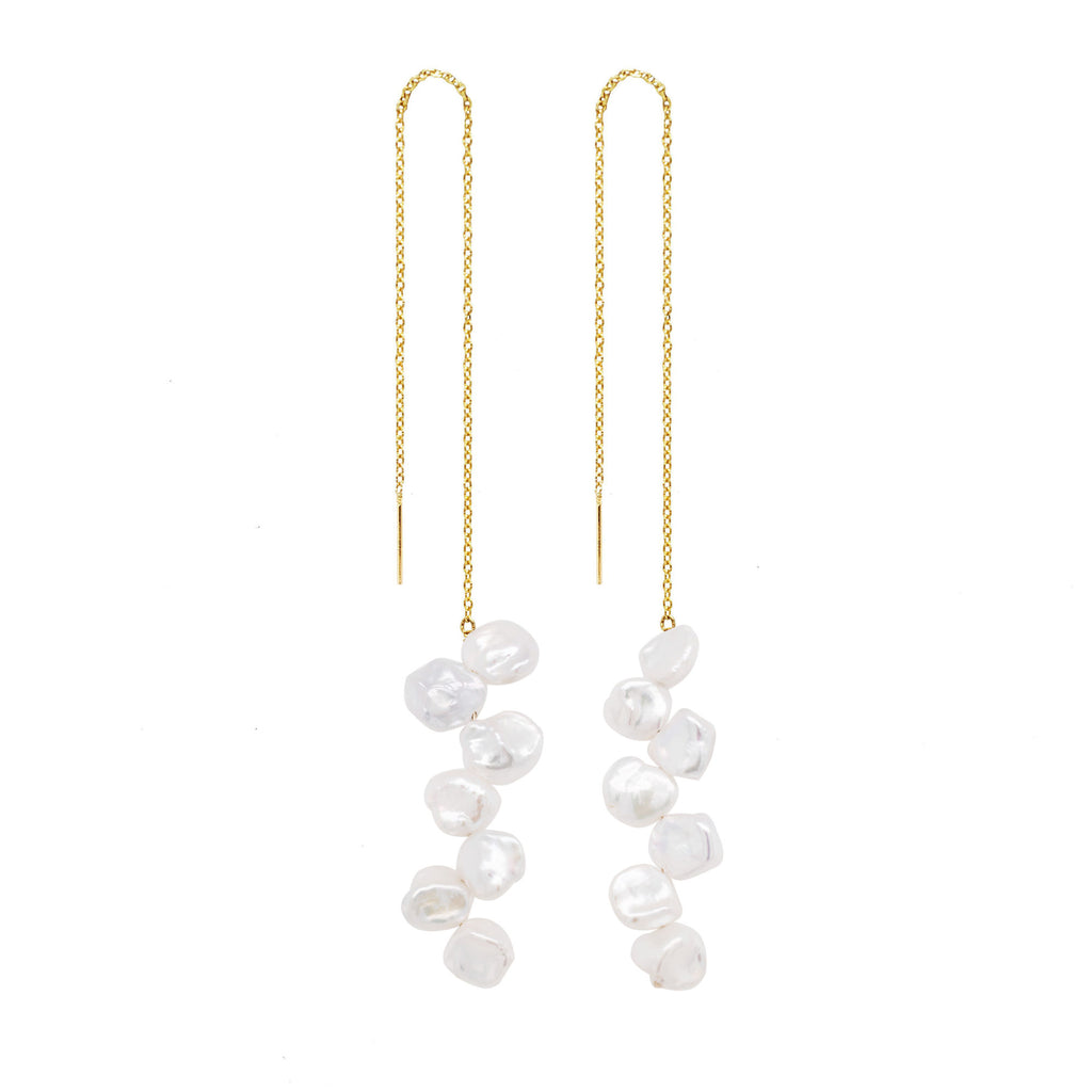 Shell Pearls Forgyldte Øreringe m. Perler