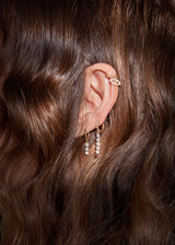 Danaé Hanging 5 Chain Piercing 18K Gold or Whitegold Hoop w. Diamonds