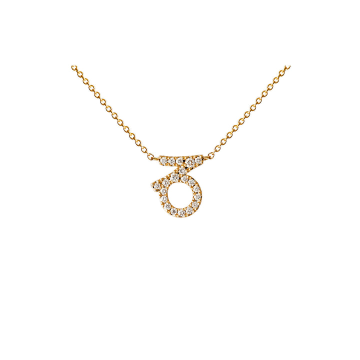 Petit Sign Capricorn 18K Gold Necklace w. Diamonds