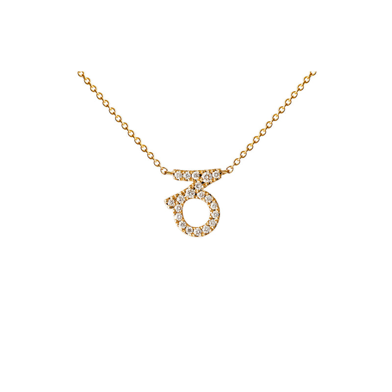 Petit Sign Capricorn 18K Gold Necklace w. Diamonds